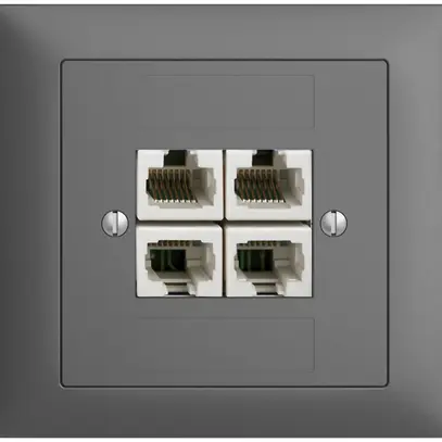 Presa INS 4×RJ45/u 4P sep.EDIZIOdue grigio scuro ITplus 