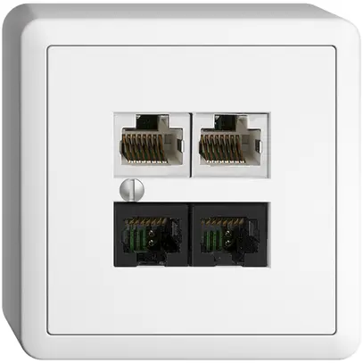 AP-Dose 4×RJ45 2×u/2×s EDIZIOdue weiss R&M swissline NT 2ab 