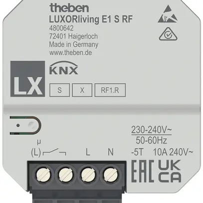 Actionneur de chauffage RF KNX ENC Theben LUXORliving E1 S RF 1 canal 