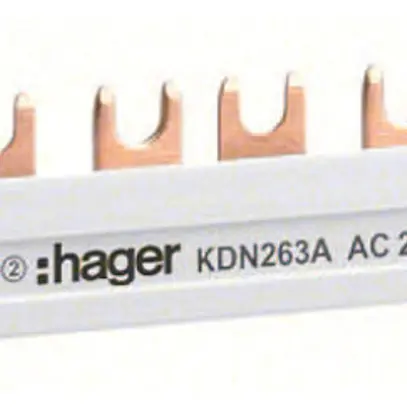 Kammschiene Hager KDN 2P 2Ph Gabel 10mm² 63A weiss 