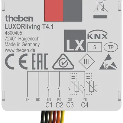 Modulo d'ingresso INS Theben LUXORliving T4.1 4-canale 5VUC 38×37.3×12.4mm 