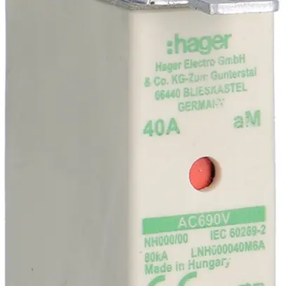 Fusibile HPC Hager DIN000 690VAC 40A aM segnalatore doppio inossidabile 