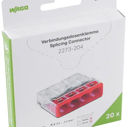 Verbindungsklemme WAGO 2273-204 in Blister 20 Stück 4L 0.5…2.5mm² 24A 450V 