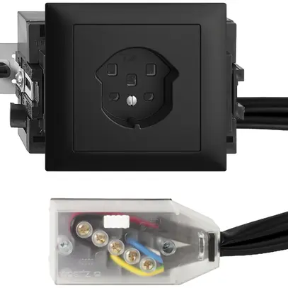 Presa INS EDIZIOdue T25 16A nero 53mm per cavo piatto Technofil 