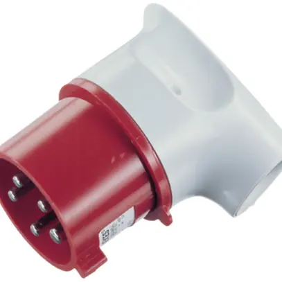 Fiche mobile CEE 32A 5P 400V 6h rouge avec manchon anti-pliage 