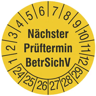Targhetta di controllo CIMCO Nächster Prüftermin BetrSichV 24 Ø15mm giallo 240pz 