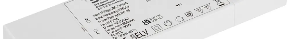Alimentazione LED SLV 36W 24V 1500mA ON/OFF 170×57×18mm 