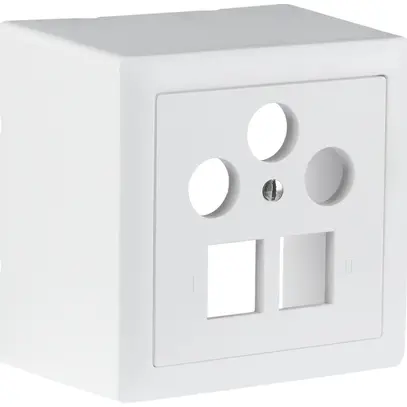 Prise multimédia AP R&M SAT 2×RJ45 3×coaxial 78×78mm blanc 