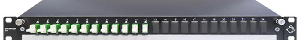 Breakoutbox 19" Dätwyler OV-SV 12×LSH/APC grün OS2 versetzt 1HE schwarz 