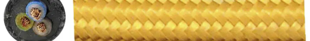 Câble textile Roesch rond 3×0.75mm² PNE jaune 
