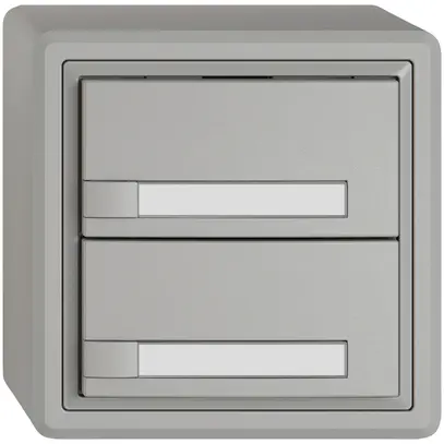 Poussoir universel AP EDIZIO.liv UNI SNAPFIX® 12…48V s.LED 2× comm.1T étiqu.grc 