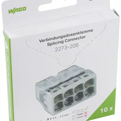 Verbindungsklemme WAGO 2273-208 in Blister 10 Stück 8L 0.5…2.5mm² 24A 450V 