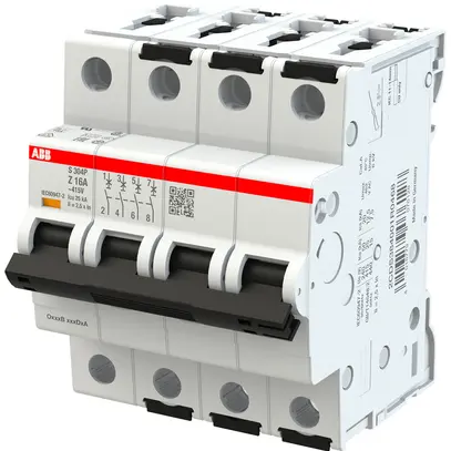 Disjoncteur ABB MCB S300P 4P 415V type Z 16A Icn 25kA Icu 25kA 4UM 