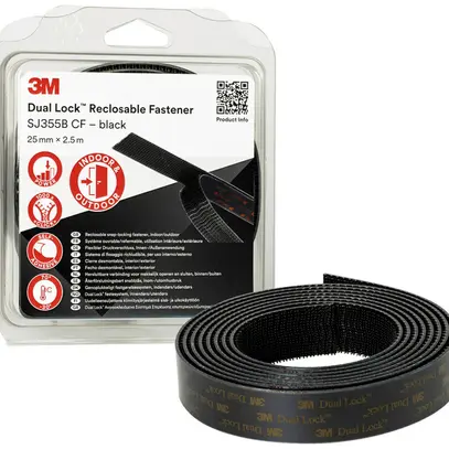 Nastro a strappo 3M Dual Lock SJ355 25mm×2.5m×5.7mm 40 teste/cm² nero 