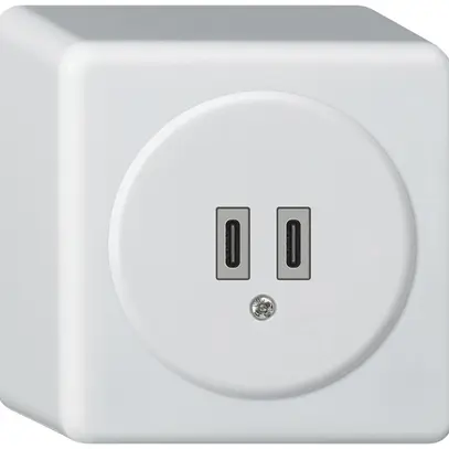 Prise de charge USB AP Hager basico C-C 20W 5V 86×86mm blanc 