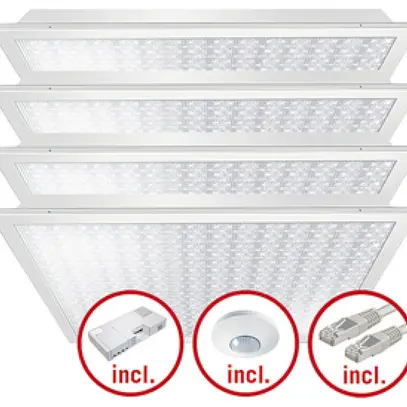 Set di lampade LED INS ESYLUX CELINE-2 625×625 4×30W 827…865 17600lm opale 