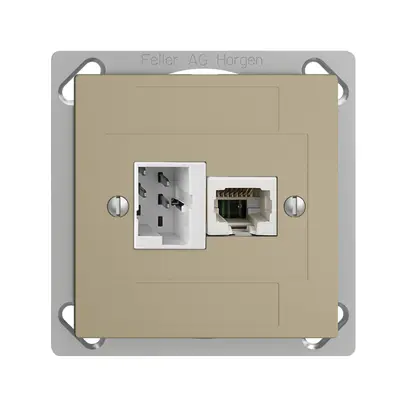Prise INC 1×T+T,1×RJ45/u 4P EDIZIOdue ITplus ITM sand 