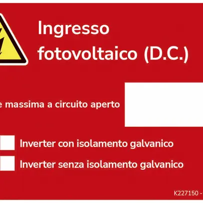 Autocollante di avvertimento ELBRO Ingresso fotovoltaico pericol.elet.90×60mm ro 