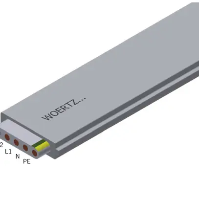 Câble plat Woertz Power IP 5×2.5mm² sans halogène gris B2ca 