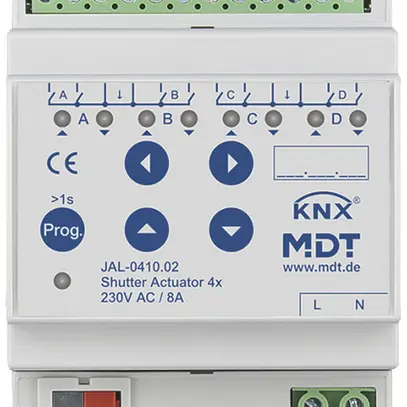 REG-Jalousieaktor KNX MDT JAL-0410.02 4-Kan 8A 300W 230VAC 4TE 