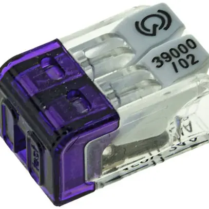 Borne de connexion Woertz 2P 0.2…2.5mm² leviers de commande violet transparent 