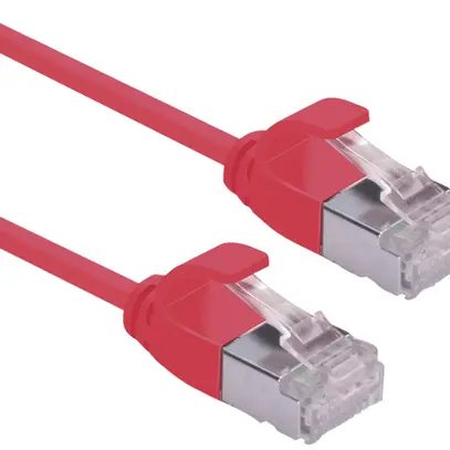 Patchkabel RJ45 ROLINE slim, Kat.6A (TIA) U/FTP, AWG32, LSZH rot, 0.3m 