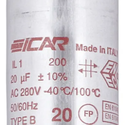 Kondensator ICAR IL 1/200 35X103MM 20µF 250V f.Leuchte (parallel) Ø35×103mm 