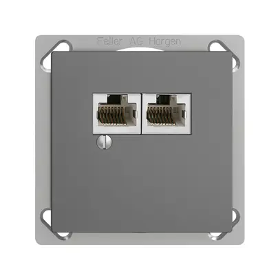 Boîte INC 2×RJ45/s 4P sép.gris foncé EDIZIOdue R&M swissline 