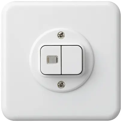 UP-Frontset basico weiss mit 1 Linse Doppeldruckknopf86×86mm 
