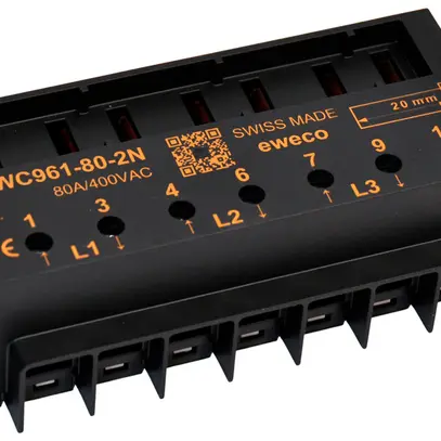 Morsetto a spina 80A 3P-2N richiesto spinotto p.contatore a 4 lati 2.5…35mm² 