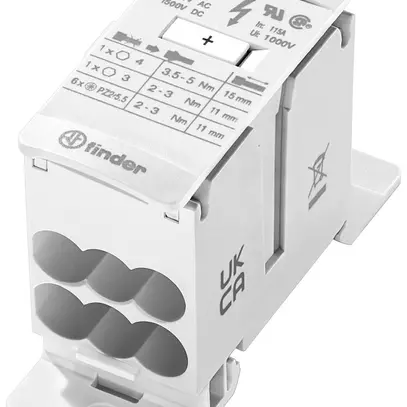 Blocco di morsetti FINDER 9D.01 1 polo 125A 2 entrate 6 uscite 2.5…35mm² 