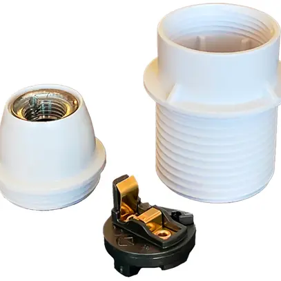 Lampenfassung Elektrogros E14 Thermoplast mit Anschlag weiss 