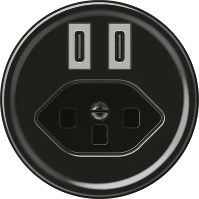 Presa di carica USB origin 2×USB-C 3000mA 5V con tipo 23 nero 