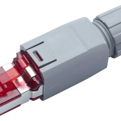 Feldstecker R&M FM45, RJ45/s/u Kat.6A AWG22…26, gerade, grau/rot 