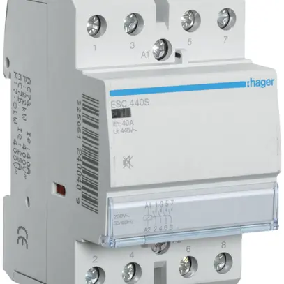 Contattore AMD Hager 230VAC 4 chiusura 0 apertura 40A senza ronzio 3UM 