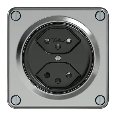 Steckdose ELEMENT 2×Typ 13 10A 250V IP20 aluminium 