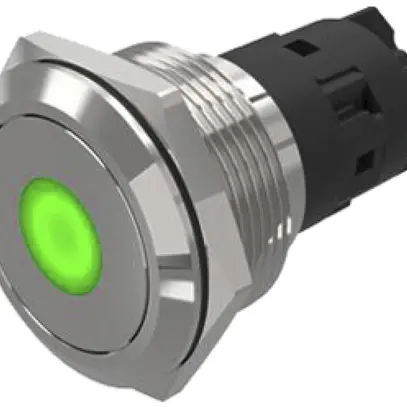 Avvisatore luminoso EAO 82 24V raccordo a vite piatto Ø22mm verde 