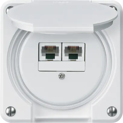 Scatola di raccordo INC robusto IP55 bianco 2×RJ45/u parallele per combinazione 