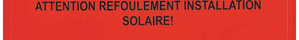 Étiquette Plica EET UV HA DE/FR/IT: ACHTUNG RÜCKSPEISUNG SOLARANLAGE! 
