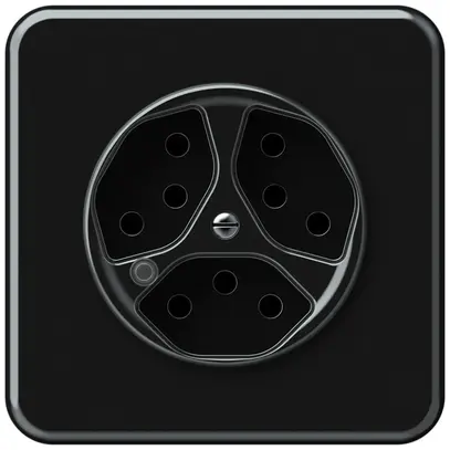 Presa INC origin 3×tipo 13 lum.verde 10A 230V 92×92mm nero 