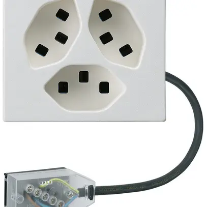 Presa INS 3×tipo 23 Hager FLF per cavo piatto Technofil L1 bianco 