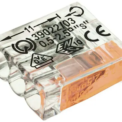 Verbindungsklemme Woertz 3P 0.5…2.5mm² orange transparent 