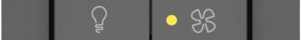 Interrupteur à poussoir lumineux EDIZIO.liv SNAPFIX® lum&vent.3/3/1L KS jn grf 