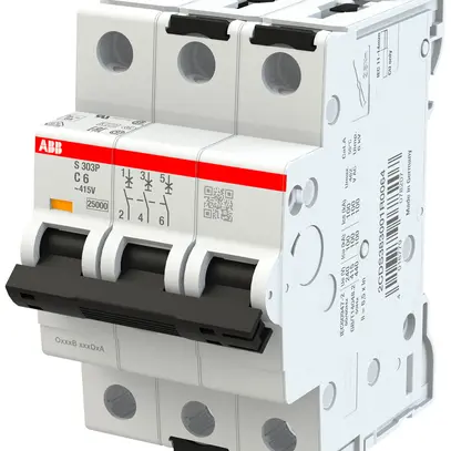 Disgiuntore ABB MCB S300P 3P 415V tipo C 6A Icn 25kA Icu 100kA 3UM 