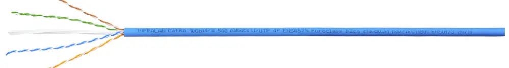 Câble informatique INFRALAN 500 U/UTP 4×2×0.57 LSZH 500MHz cat.6A, bleu, B2ca 