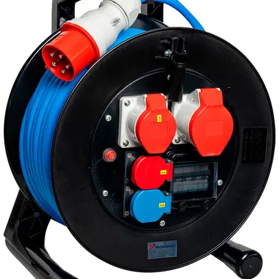 Enrouleur de câble DEM GT 380 avec LS 1×T23+1×T25 5×2.5mm² 25m fiche CEE16 IP55 