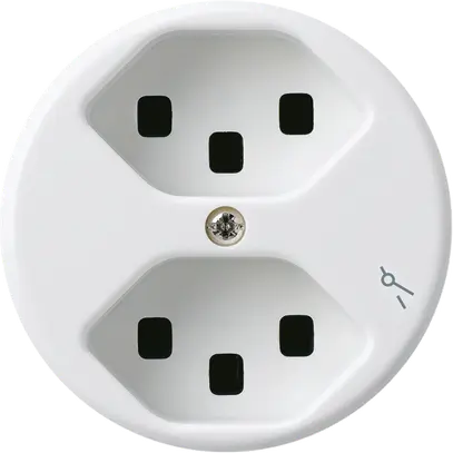 Prise Hager basico 2×type 23 1×S A blanc 