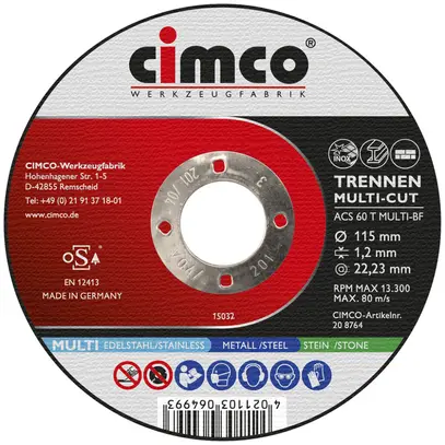 Disco da taglio CIMCO MULTI-CUT Ø115mm spessore 1.2mm 