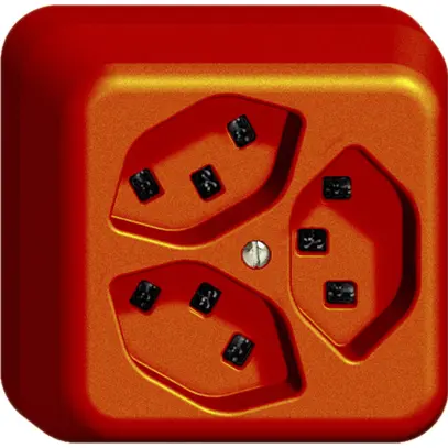 AP-Steckdose 3×T23 16A orange FH, mit Steckklemmen 
