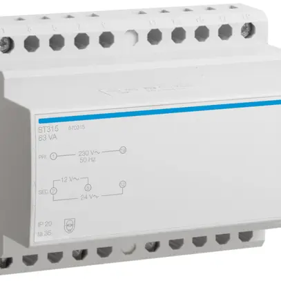 Piccolo trasformatore AMD Hager 63W 12V 24V 5.25A 2.63A 6UM 